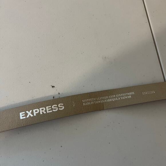 Tan Vegan Leather Snake Skin Silver Buckle Belt Size Small - Medium - Picture 7 of 9